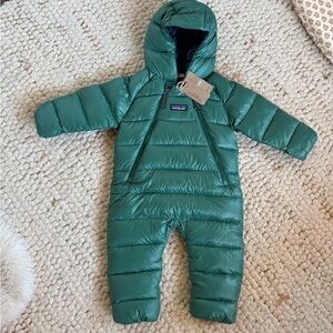 Infant hi-loft down sweater bunting. Conifer green